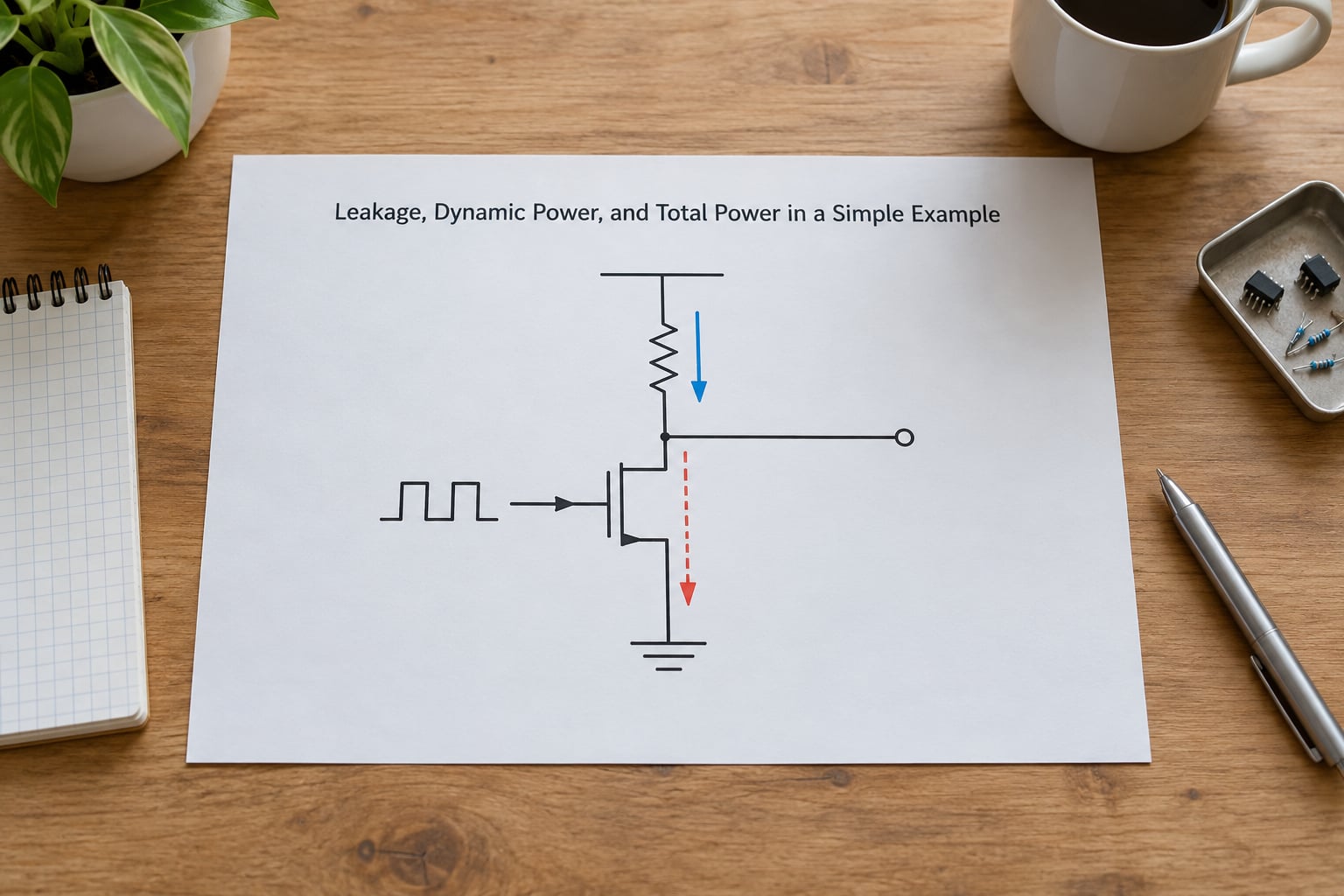 Leakage, Dynamic Power, and Total Power in a Simple Example