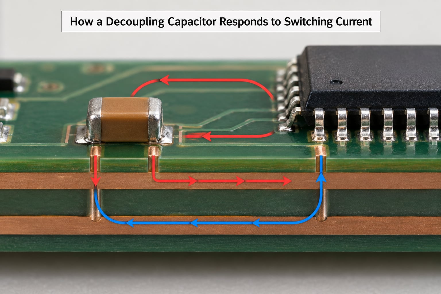 How a Decoupling Capacitor Responds to Switching Current